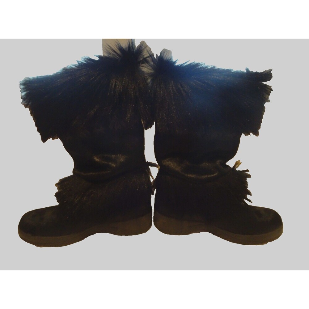 Tecnica Black Fur Embroidered Band Fashion Eskimo Boots 6.5 EU 37.5 Luxury Apres